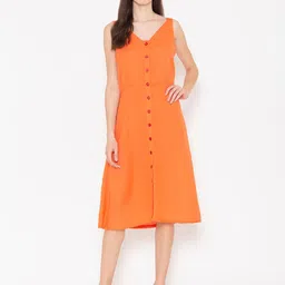 ENTELLUS V-Neck A-Line Midi Dress-54