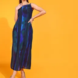 Murcia Abstract Printed Gathered or Pleated A-Line Midi Dress-picture-22