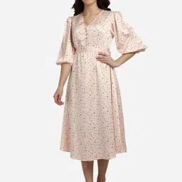 Smarty Pants Women Pink Satin Midi Dress-image-73
