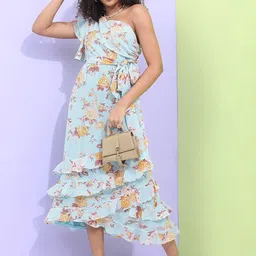 Tokyo Talkies One Shoulder Floral Printed Midi Dress-image-70