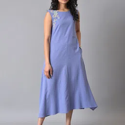 W Embroidered Pure Cotton A-Line Midi Dress-picture-36
