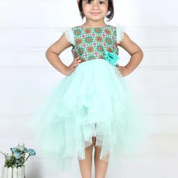 Toy Balloon kids Blue Floral Net Midi Dress-image-87