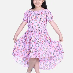 StyleStone Pink Floral Midi Dress-image-64