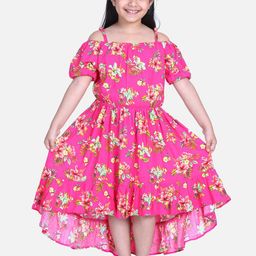StyleStone Pink Floral High-Low Midi Dress-picture-45