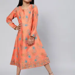 Aks Kids Ethnic Motifs Printed A-Line Midi Dress-image-15