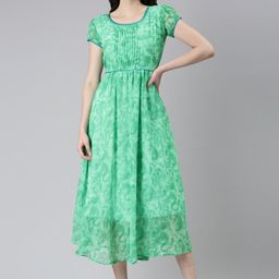 Souchii Abstract Printed A-Line Midi Dress-picture-8