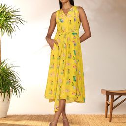 Masaba Women Crepe A-Line Midi Dress-image-7