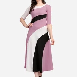 PURVAJA Women Lavender & Black A-Line Maxi Dress-picture-36