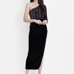 DODO & MOA Black Embellished Velvet Bodycon Midi Dress-image-52