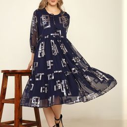 CRAFTBAZAR Women Embellished Tiered Drop-Waist Midi Dress-image-66