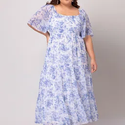 FabAlley Curve Plus Size Floral Print Georgette A-Line Midi Dress-picture-15