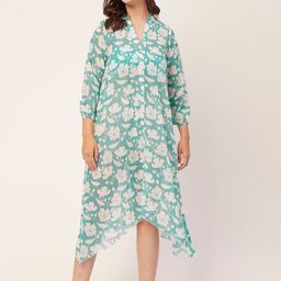 Moomaya Floral Printed Mandarin Collar Swimwear Cover-Up Top-picture-24