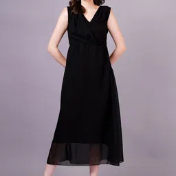 KALINI  Women V-Neck Fit and Flare Midi Dress-image-52