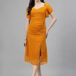 aayu Puff Sleeve Georgette Sheath Midi Dress-picture-58