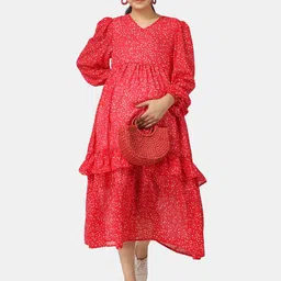 angloindu Floral Georgette Maternity Midi Dress-picture-31