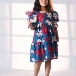 VASTRAMAY Girls Floral Printed Fit And Flare Cotton Dress-picture-45