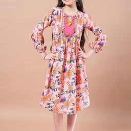 pspeaches Floral Print Bell Sleeve Empire Midi Dress-image-53