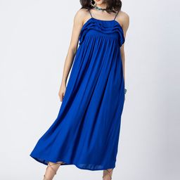 Moomaya Shoulder Straps Sleeveless Maxi A-Line Dress-image-49