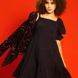 Sera Puff Sleeve Fit & Flare Mini Dress-picture-13