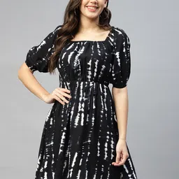 DEEBACO Tie & Dye Square Neck Mini Dress-18