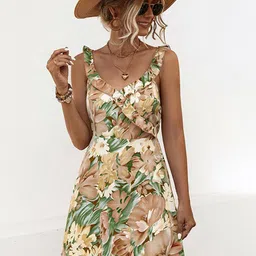StyleCast x Revolte Tropical Printed Ruffled Fit & Flare Mini Dress-image-93