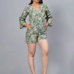 FCV Floral Print Bell Sleeve Shirt Mini Dress-picture-38