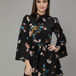 smisingbee Floral Printed Bell Sleeve A-Line Mini Dress-image-94