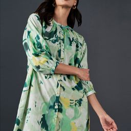AND Floral Printed A-Line Pure Cotton Mini Dress-74
