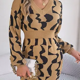 StyleCast Khaki Tie & Dye Printed Acrylic Bodycon Mini Dress-picture-42