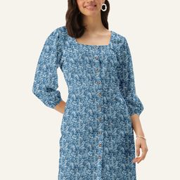 DressBerry Blue Floral Shirt Dress-image-98