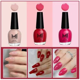 MI FASHION Set Of 3 Vernis A Ongles Ultra High Glass HD 3D Shine Nail Polish - Red, Spicy Nude, Moon Magenta-12