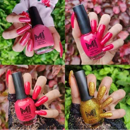 MI FASHION Set Of 4 Vernis A Ongles Ultra High Glass HD 3D Shine Nail Polish 60ml - Tan, Moon Magenta, Light Pink, Golden Gold-image-56