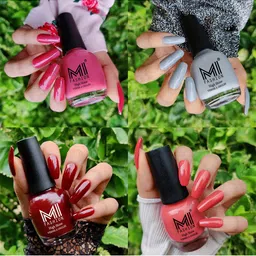 MI FASHION Set Of 4 Vernis A Ongles Ultra High Glass HD 3D Shine Nail Polish 60ml - Tan, Grey, Wine Maroon, Peach Crush-image-29