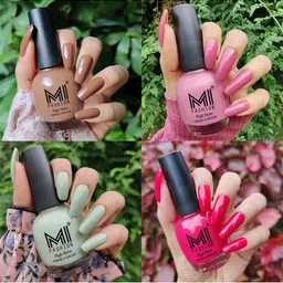 MI FASHION Set Of 4 Vernis A Ongles Ultra High Glass HD 3D Shine Nail Polish 60ml - Dark Nude, Nude Spring, Mischievous Mint, Magenta-25