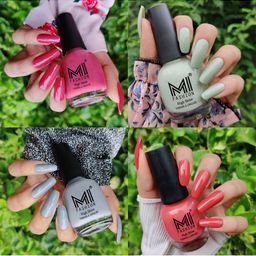 MI FASHION Set Of 4 Vernis A Ongles Ultra High Glass HD 3D Shine Nail Polish 60ml - Tan, Mischievous Mint, Grey, Peach Crush-10