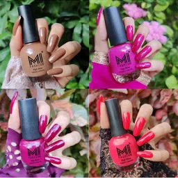 MI FASHION Set Of 4 Vernis A Ongles Ultra High Glass HD 3D Shine Nail Polish 60ml - Dark Nude, Bright Plum, Wine, Light Pink-5