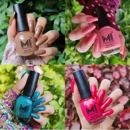 MI FASHION Set Of 4 Vernis A Ongles Ultra High Glass HD 3D Shine Nail Polish 60ml - Dark Nude, Candy Cotton, Sea Green, Moon Magenta-0