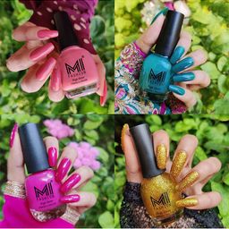 MI FASHION Set Of 4 Vernis A Ongles Ultra High Glass HD 3D Shine Nail Polish 60ml - Candy Cotton, Sea Green, Bright Plum, Golden Gold-13