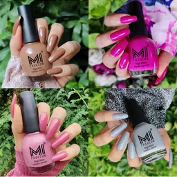 MI FASHION Set Of 4 Vernis A Ongles Ultra High Glass HD 3D Shine Nail Polish 60ml - Dark Nude, Bright Plum, Nude Spring, Grey-72