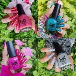 MI FASHION Set Of 4 Vernis A Ongles Ultra High Glass HD 3D Shine Nail Polish 60ml - Tan, Sea Green, Bright Plum, Grey-13