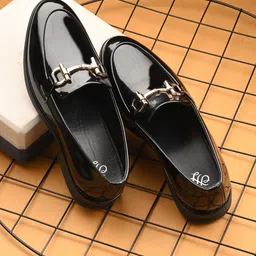 House of Pataudi Men Round Toe Leather Horsebit Formal Loafers-image-63