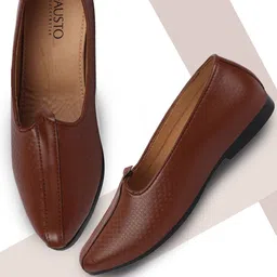 FAUSTO Men Tan Textured PU Slip-On Moajris-picture-19