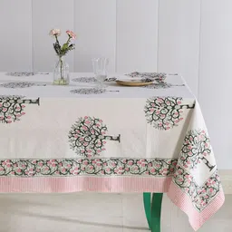 HANDICRAFT PALACE Set of 7 White & Green Floral Printed Table Cover-19