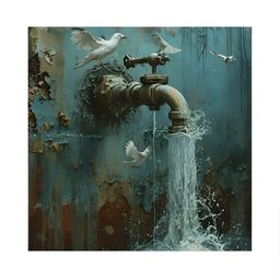 RANDOM Blue & White Canvas Painting Wall Art-picture-10
