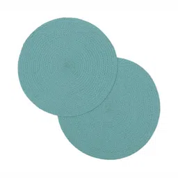 THE HOME TALK Blue 2 Pieces Braided Round Table Placemats-56