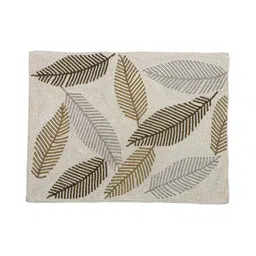YWULY Beige & Green Floral Embellished Rectangle Table Placemat-image-47