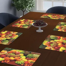 Dakshya Industries 6-Pcs Yellow & Green Printed Table Placemats-11