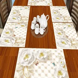 Dakshya Industries Cream 6-Pieces Rectangular Table Placemats-21