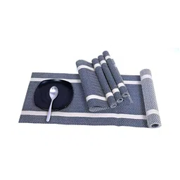 Wosta Blue 5 Pieces Waterproof Anti Slip Rectangle Table Placemats With Runner-20
