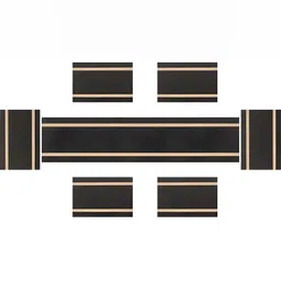 Wosta Black 7 Pieces Striped Waterproof Anti Slip Table Placemats With Runner-0